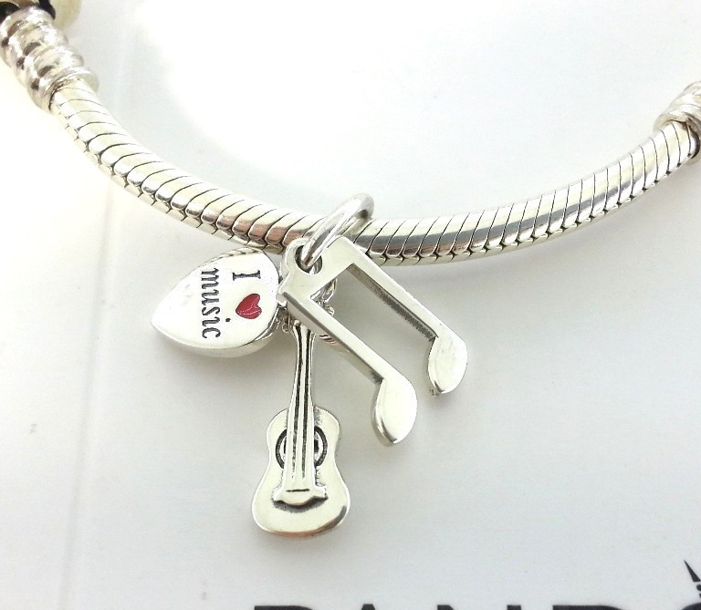 Authentic PANDORA I Love Music Guitar Pendant 791504EN09 Charm w/Box