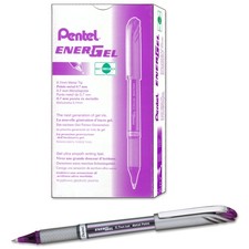 Pentel ENER-GEL NV Liquid Gel Pen, 0.7mm, Medium, Capped, Metal Tip, Violet