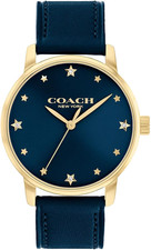 OROLOGIO DA DONNA COACH GRAND 14504074 BLU NAVY QUADRANTE LOGO CINTURINO IN PELLE 36 MM