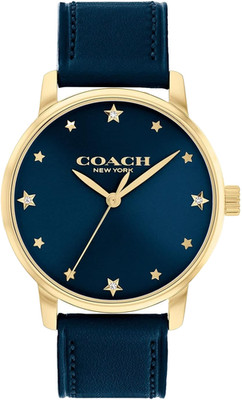 COACH GRAND 14504074 NAVY BLUE LOGO DIAL LEATHER STRAP 36MM WOMEN'S WATCH
