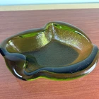 BLENKO Vintage Green Glass Free Form Amoeba Bowl Ashtray Trinket Dish MCM