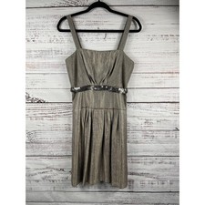 Lavender Label Vera Wang Dress Womens SZ 10 Gold Metallic Pleated Cocktail Party