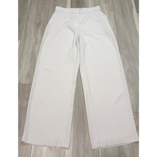 Quince Women Champagne Beige Wide Leg Trousers Elastic Back Dress Pants Size 10