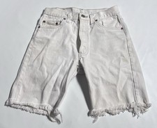 Vintage 12/93 Levi 501 USA 28 White Denim Cutoff Shorts Distressed Button Fly