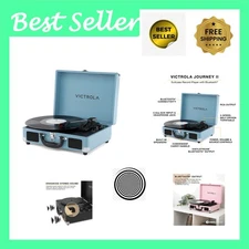 Portable Journey II Record Player - 3-Speed Bluetooth Turntable with Bass Boost