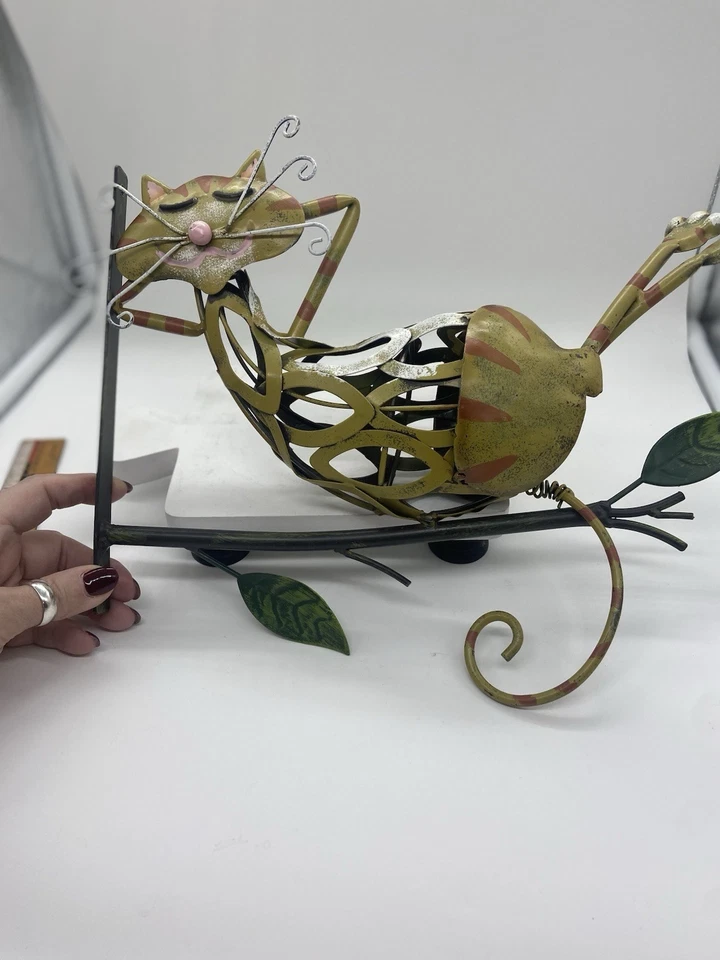 Wind & Weather Cat On A Branch Metal Yard Sculpture Vintage Garden Fall Colors - Image 2 of 4