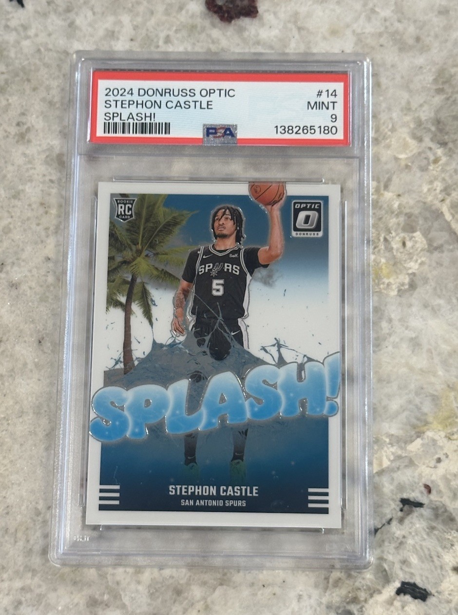 2024-25 Panini Donruss Optic - Splash! Stephon Castle #14 (RC) PSA 9 SA Spurs