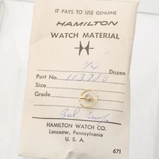 Hamilton 113780 Balance Wheel Complete Grades 658-661-662-665-667 NOS (G18D23)