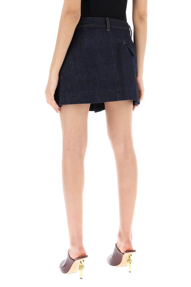 スカート BOTTEGA VENETA Woman Skirt Blue 789292V0W20 4245 Pleated denim mini skirt BOTTEGA VENETA Woman Sz. 38 IT