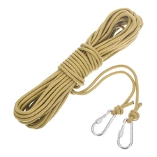 Hollow Braided Polypropylene Anchor Rope with Hook 1/4" 50ft Nylon Line Khaki