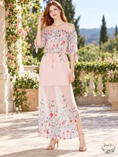 City Studios Juniors’ Floral Off-the-Shoulder Maxi Dress – XL