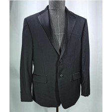 Calvin Klein Tuxedo Jacket Mens 44S Black Wool Blend Slim Fit Two Button NWT