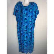 Coldwater Creek Floral Pin tucked Maxi Dress Sz. 24 NWT Hawaiian Coastal Grandma