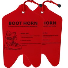 Wazitin 2 Pack Ski Boot Horn 13 inch Shoe for One Size, Red, 2 Pcs