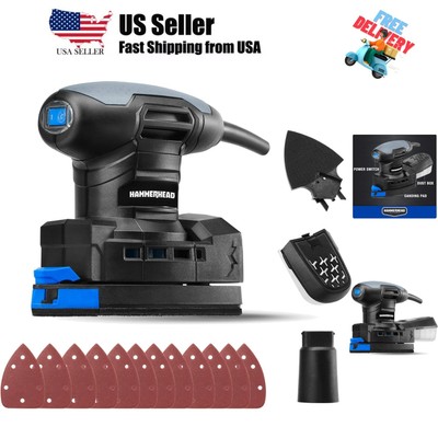 1.4-Amp Multi-Function Detail Sander with 12pcs Sandpaper, Dust Collection Sy...