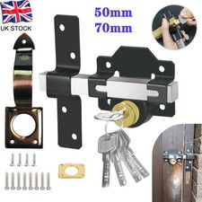 Gate Lock with Handle Garden 50/70mm Long Throw Lock Door Gate with 5 Keys Kits
