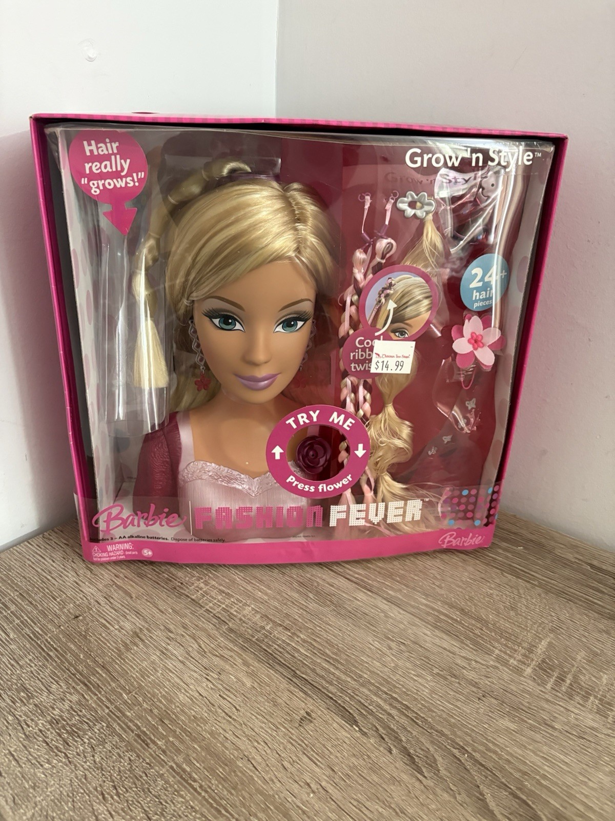2006 Barbie Fashion Fever 12'  GROW 'N STYLE Styling Head 24+ Hair Accessories