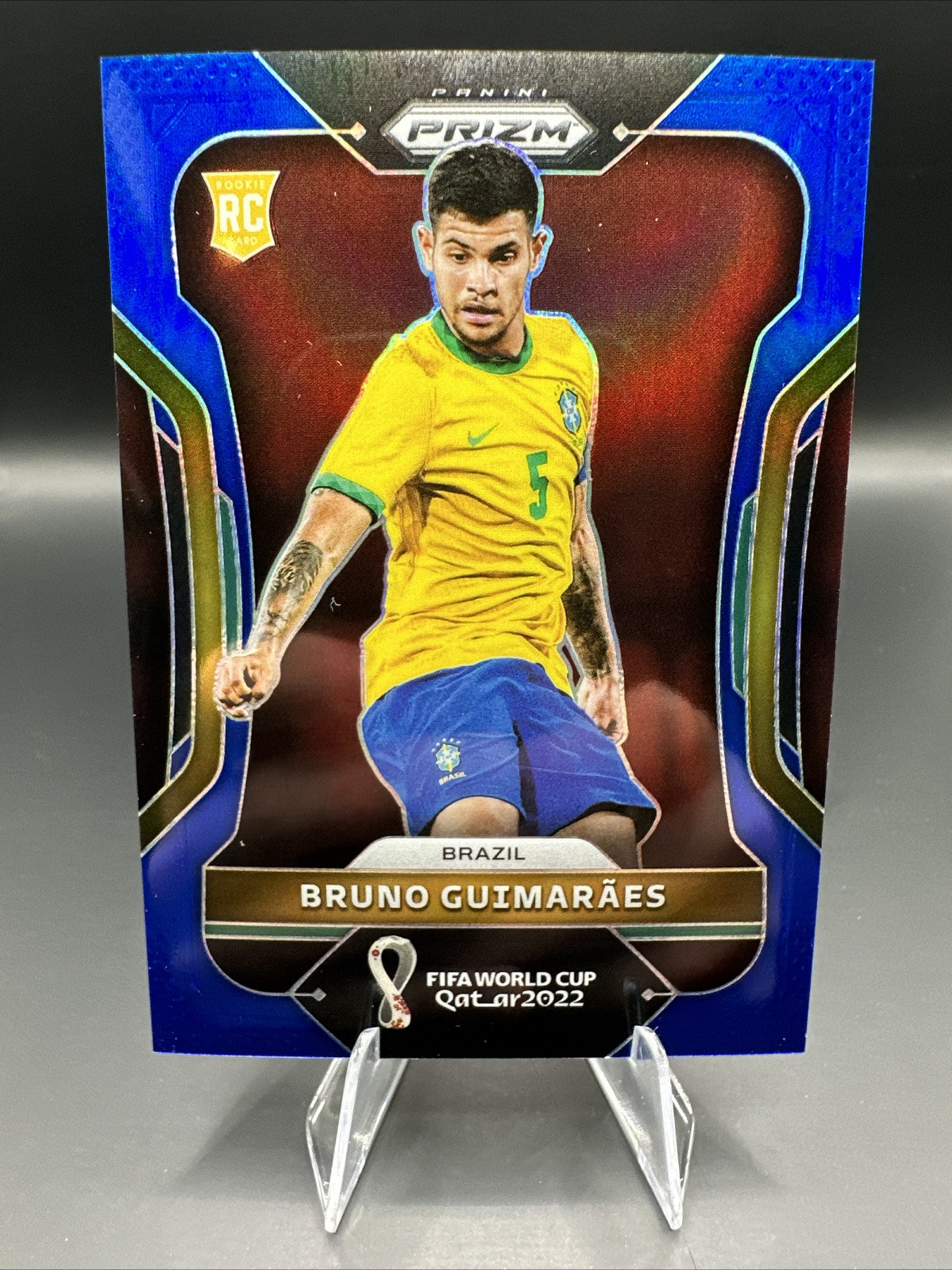 Bruno Guimaraes 2022 Panini Prizm FIFA World Cup Blue /299 Rookie #27 Brazil