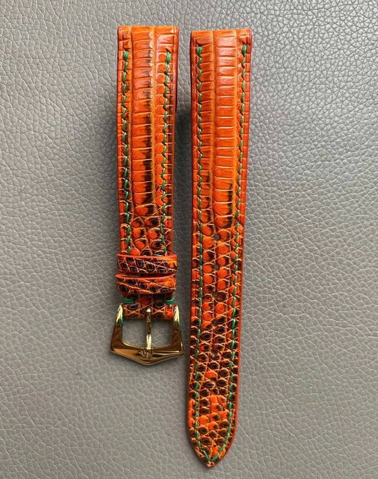 Open Lug orange Genuine Lizard leather Watch Strap Band Size16 17 18 19 20 21 22 - Image 3 of 4