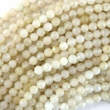 6mm faceted milky white moonstone round beads 15.5" strand