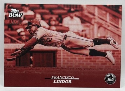 2024 Topps Black & White Francisco Lindor Red PARALLEL #09/10 New York Mets