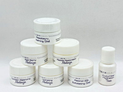 Skin Script Sample Size Lot of 7 Moisturizer Serum Scrub Toner Exfoliate Sealed