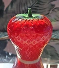 Vintage  Strawberry Jar Jam Sugar Cottage Core Farmhouse Milk Glass