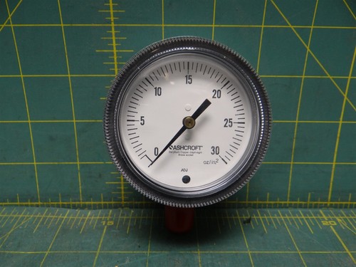 2,5" Ashcroft Manometer 250-3074 0-30 oz/in. 2 Boden 1/4" NPT Anschluss