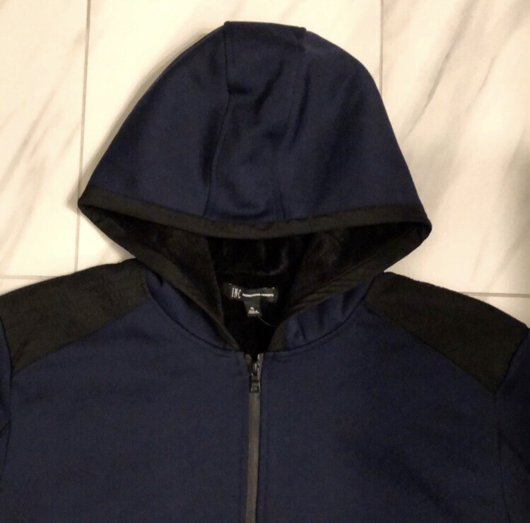 INC Men’s Sherpa Lined Full Zip Hoodie Navy Blue Black $99.50 New