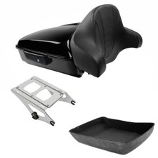 Chopped Trunk Backrest Pad 2 Up Mount Fit For Harley Touring Street Glide 14-26