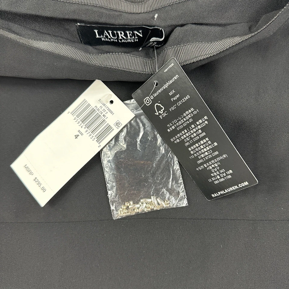 Falda festoneada bordada con cuentas Lauren Ralph Lauren negra dorada para mujer 4 nueva Foto 3 de 4