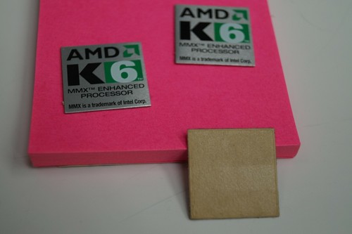 LOT of 3 AMD K6 CPU Aluminum CASE BADGE decal stickers NEW - Afbeelding 3 van 5
