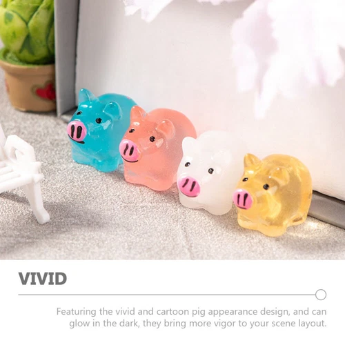30PCS Mini Pig Resin Animal Charm Ornaments Glow in The Dark Decor DIY Craft Toy - Picture 3 of 13