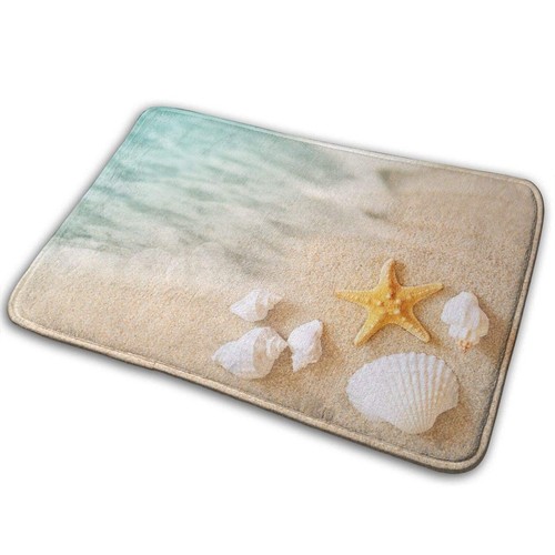 Seashell Starfish Seashore Summer Beach Bath Mat Non-Slip Absorbent Velvet Ba... - Picture 8 of 8