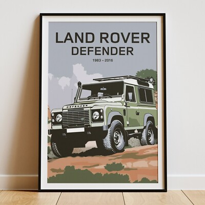 Land Rover Defender 90 Modded Offroad Illustration,  Poster Decor