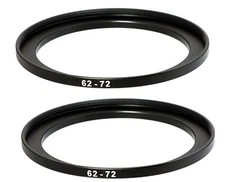 (2 Pcs ) 62-72mm 62mm to 72mm Alumnium Metal Step Up Lens Filter Ring Adapter