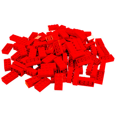 Minizfigs 2x4 Classic Building Bricks 100 PCS Creative Toy Brick Set (Red) 3001