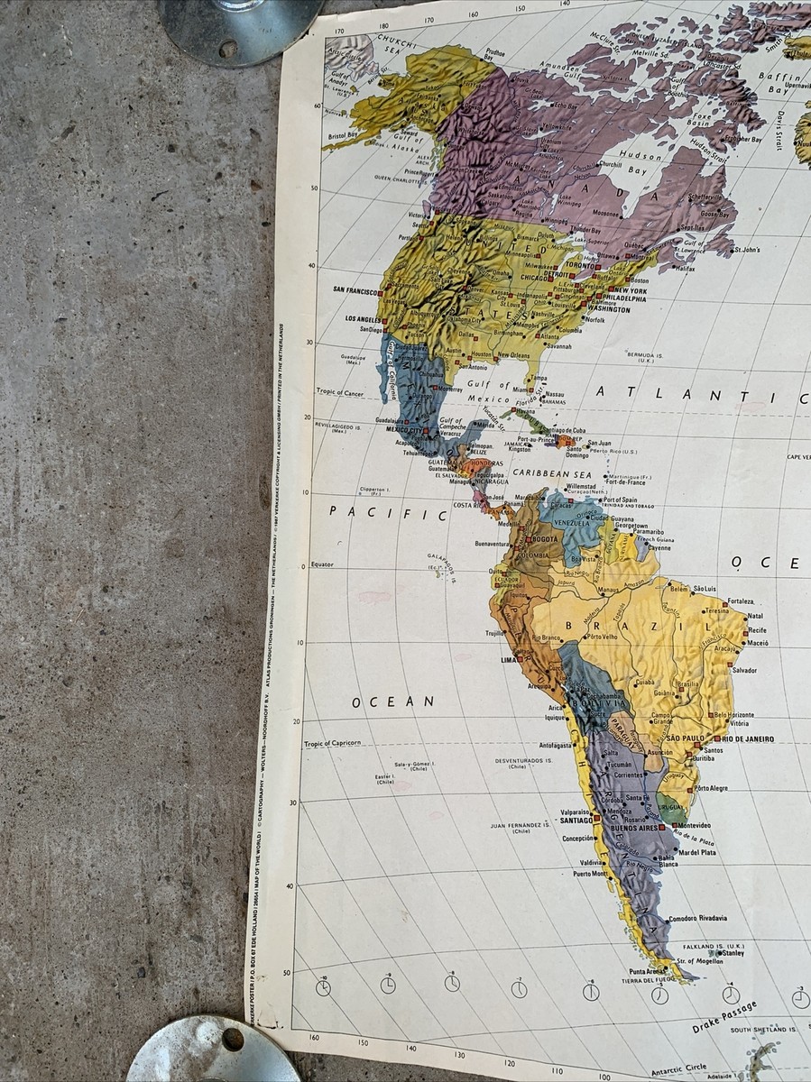 Vintage 1987 Map Of The World Verkerke Poster 26654 35”x23” | eBay