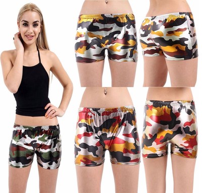New Ladies Women Shiny Shorts Metallic 