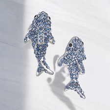 Kate Spade New York Shore Things Pave Shark Stud Earrings NEW