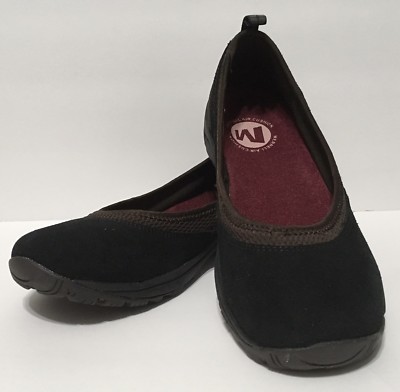 Merrell Shoes Ballet Flats Women s 7M Black Brown Suede Slip On Performance