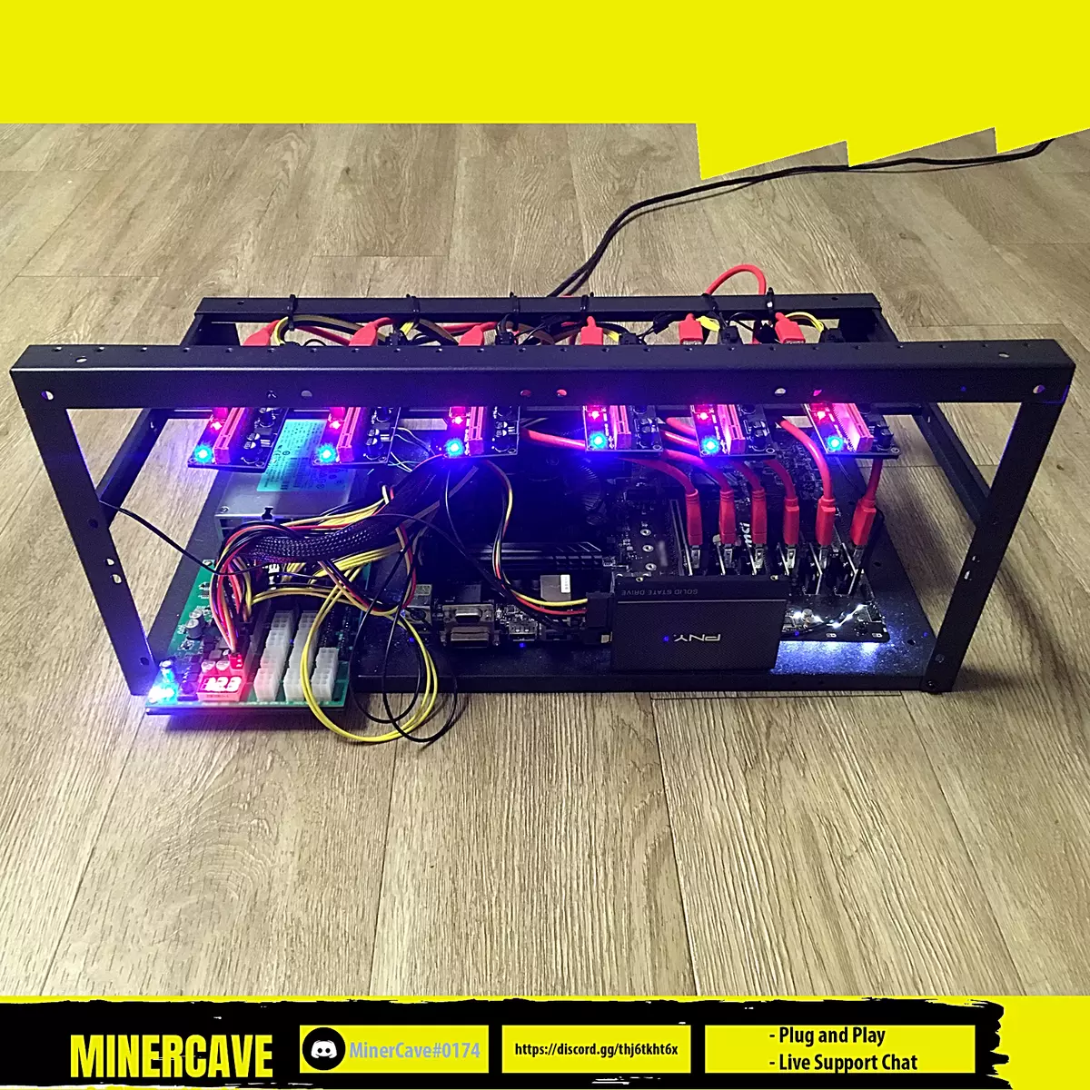 Mining Rig Kit (Plug+Play) 6 GPU slots, Open Case, PSU, CPU, SSD, Win NO GPUs | eBay