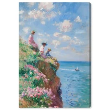 By The Seaside Gallery Wrapped Impressionism 1 Piece Canvas Wall Art/Monet An...