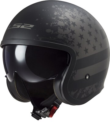 LS2 OF599 Spitfire II Black Flag Motorrad Jethelm Gr. XL - Schwarz Matt