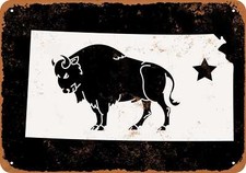 METAL SIGN - Kansas State BLACK -- Vintage Look