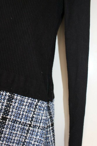 Lipsy 2 in1 Black Jumper Dress 16 UK Long Sleeve Check Blue Winter Knitted Tweed - Picture 14 of 15