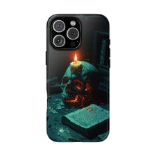 For iPhone / Galaxy / Pixel Candle Skull Vintage Book Phone Case