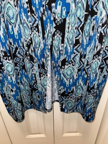 Women's COLDWATER CREEK Blue Multicolored Abstract Print Wrap Dress-Size 2X-EUC - Picture 3 of 7