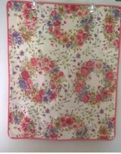 Standard Pillow Sham Cream With Salmon Blue Gold Floral Design W/Salmon Trim 1