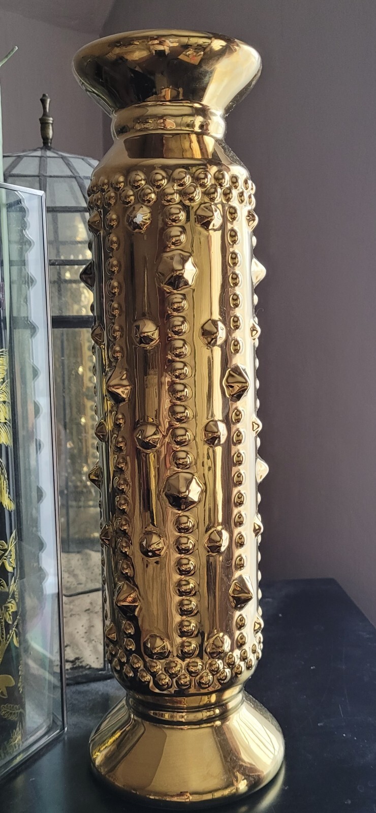 Homesense TK Maxx Gold Ceramic Spike Pillar Candle Holder RRP £39.99 eBay